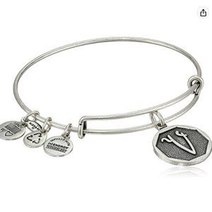 NEW ALEX AND ANI | SILVER 'V' INITIAL BANGLE BRACELET 2017 | SIZE OS